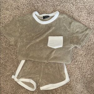 Tan and White Terry Cloth Set